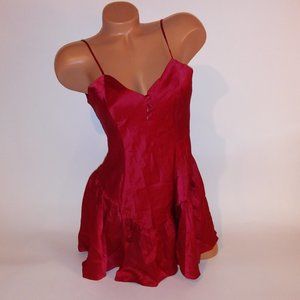 Vintage Gold Label 100% Silk Red Slip with Classy Detailing